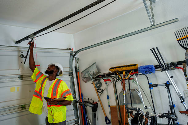 Professional Garage Door Panel Replacement technician working in New Braunfels, TX